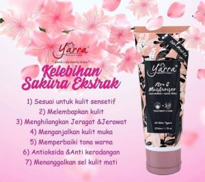 MOISTURISER SESUAI UNTUK KULIT BERMINYAK ,BERJERAWAT DAN BERJERAGAT : YARRA MOISTURISER SAKURA, KOSMETIK CIDA