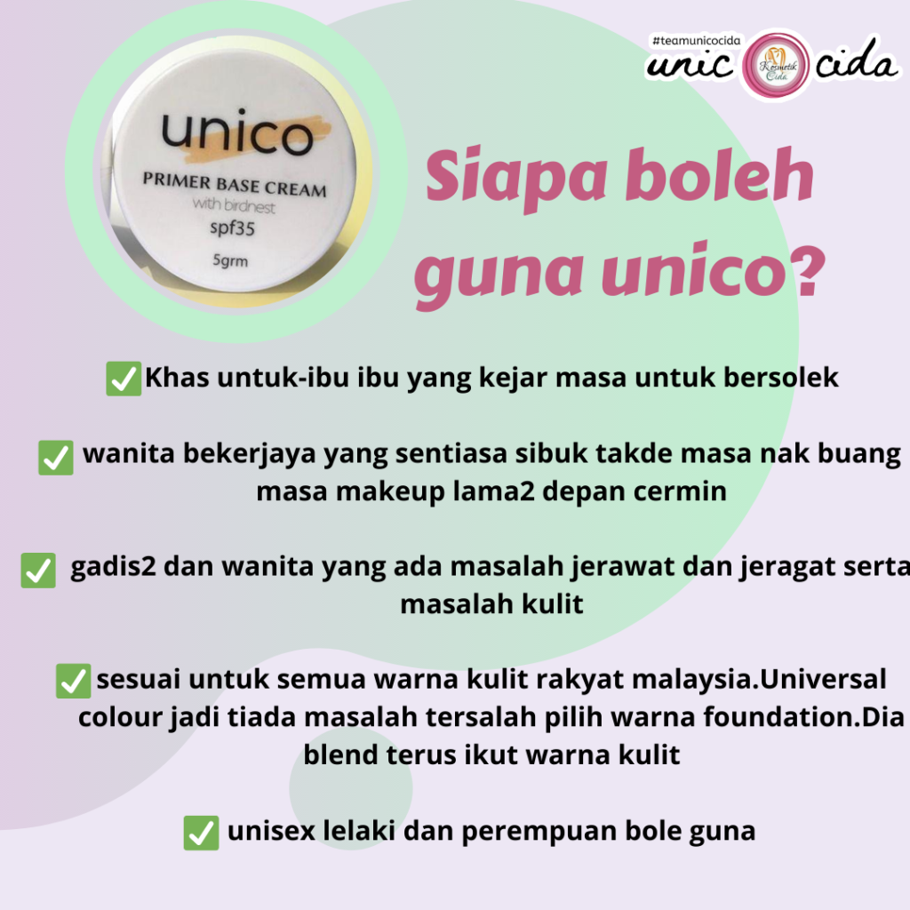 cara pakai unico cream