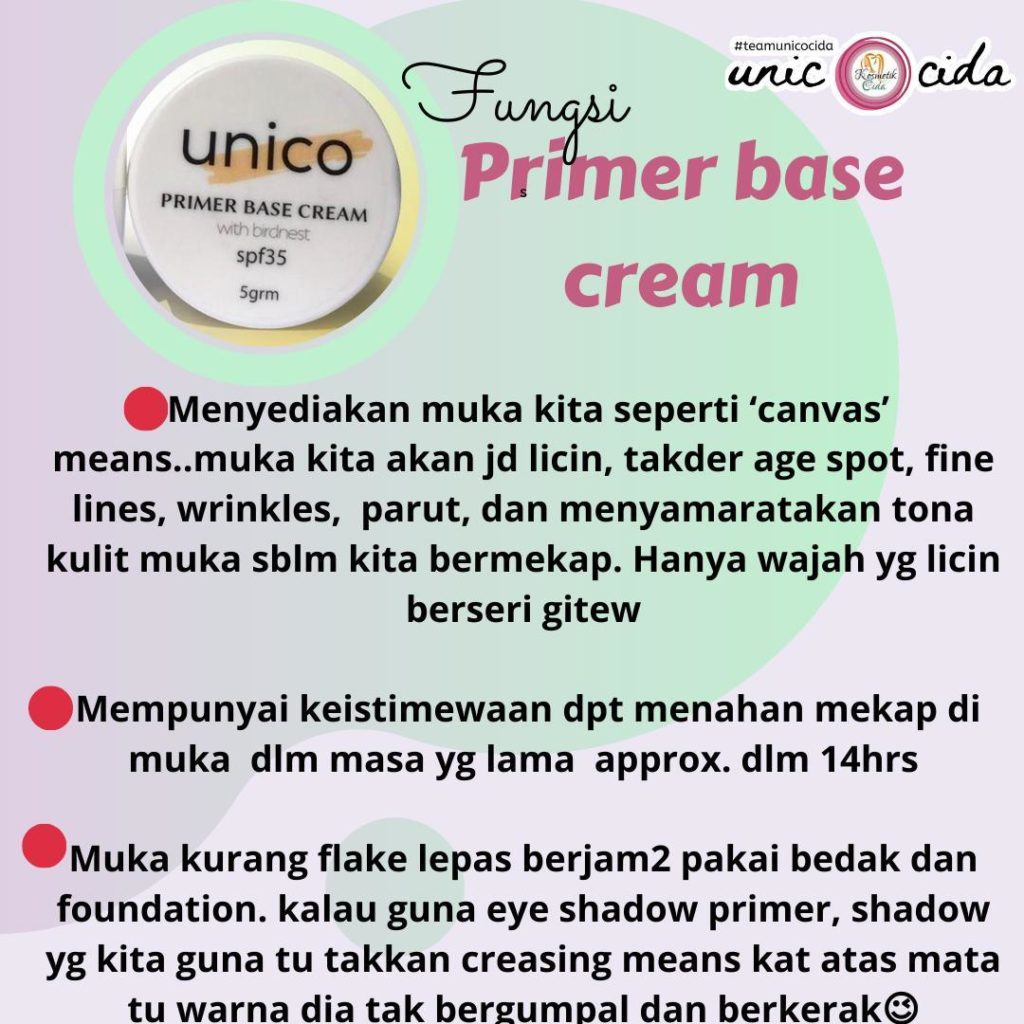 PROMOSI UNICO PRIMER BASE CREAM YEAR END SALE 2020, KOSMETIK CIDA